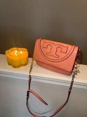 Tory Burch Coral Pink Crossbody w/ Charm